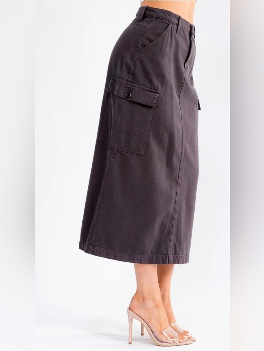 Women's Midi Utility Skirt in Charcoal